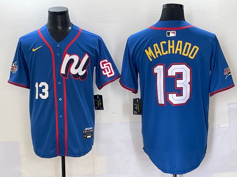Men San Diego Padres #13 Machado Blue All star Nike MLB Jersey style 3